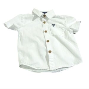 Guess Baby Boy White Button-Down Shirt – Brown Buttons – Size 18M